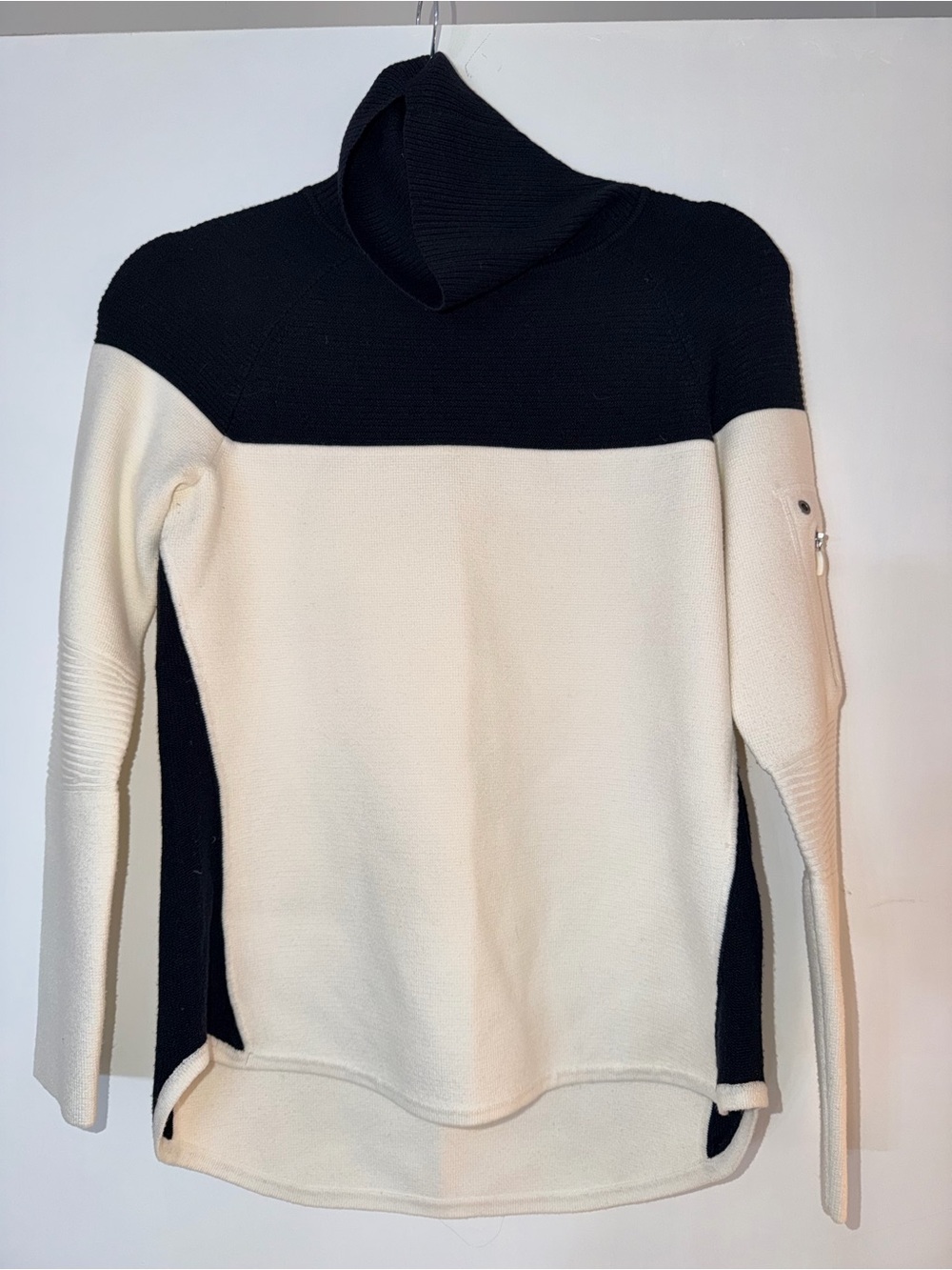 Talbots Black and Cream Colorblock Turtleneck Sweater